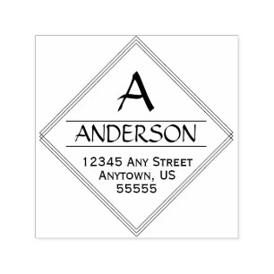 Diamond Shape Calligraphy Return Address Self-inking Stamp