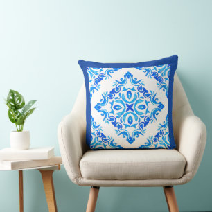 Diamond Shaped Blue And White Delft China Throw Pillow