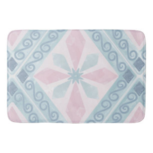 diamond shaped blue pattern bath mat