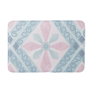 diamond shaped blue pattern bath mat