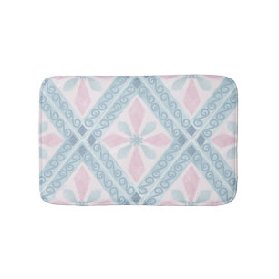 diamond shaped blue pattern bath mat
