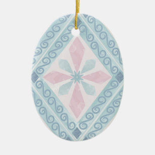 diamond shaped blue pattern ceramic ornament