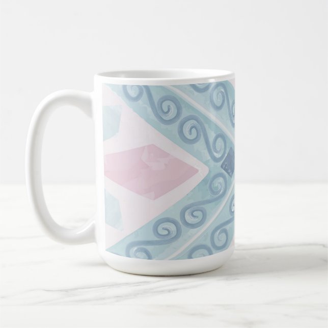 diamond shaped blue pattern coffee mug (Left)
