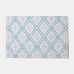 diamond shaped blue pattern doormat