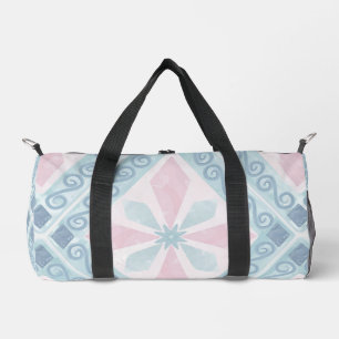 diamond shaped blue pattern duffle bag