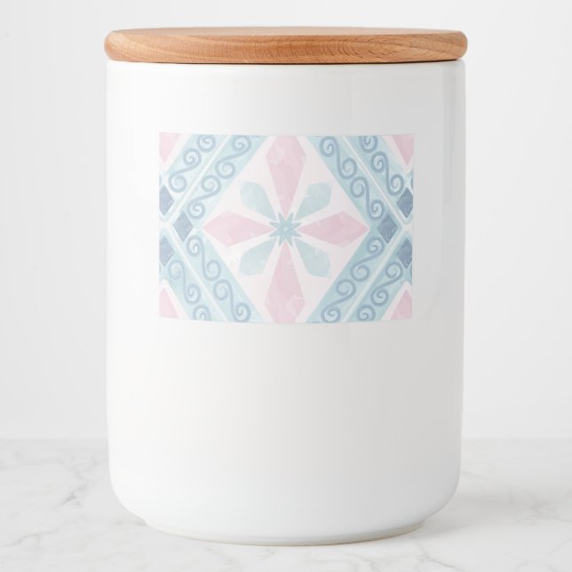 diamond shaped blue pattern food label (Front)