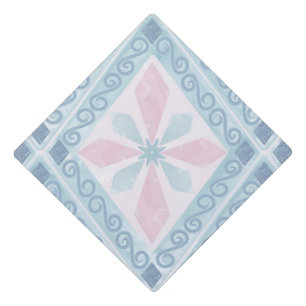 diamond shaped blue pattern graduation cap topper