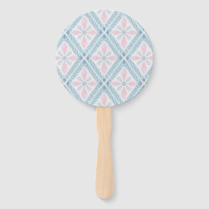 diamond shaped blue pattern hand fan