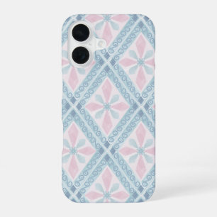diamond shaped blue pattern iPhone 16 case