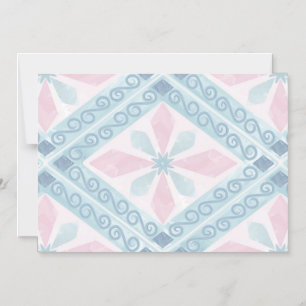 diamond shaped blue pattern magnetic invitation