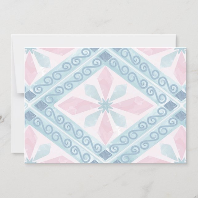 diamond shaped blue pattern magnetic invitation (Front)