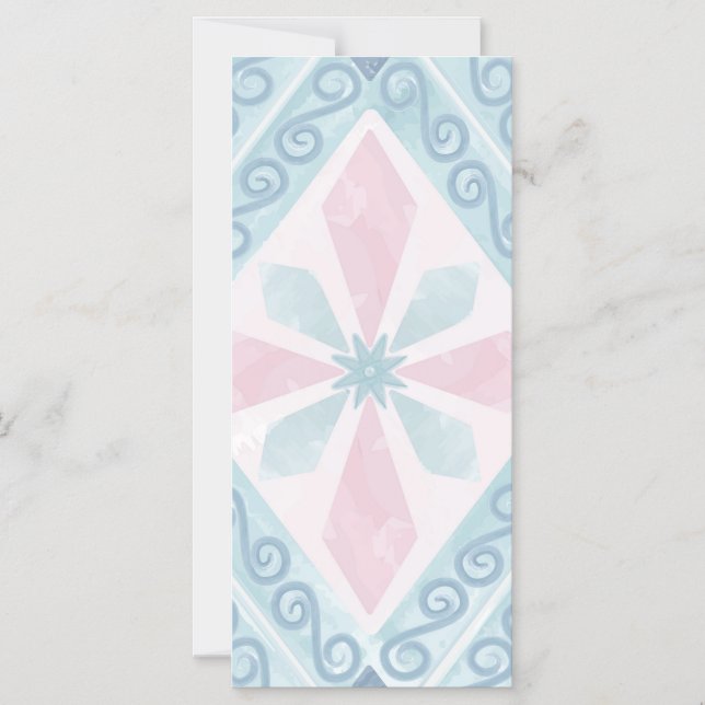 diamond shaped blue pattern magnetic invitation (Front)
