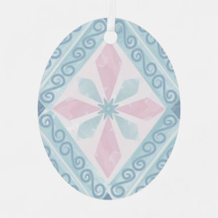 diamond shaped blue pattern metal ornament