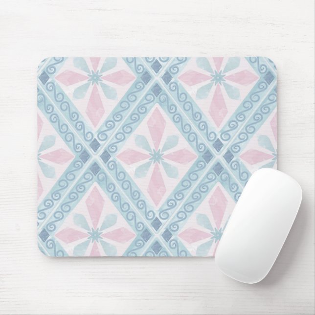 diamond shaped blue pattern mouse pad (With Mouse)