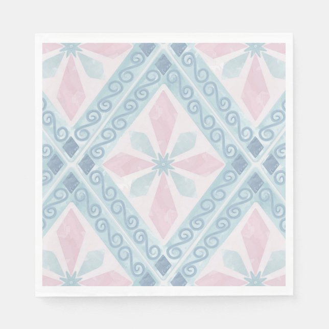 diamond shaped blue pattern napkin (Front)