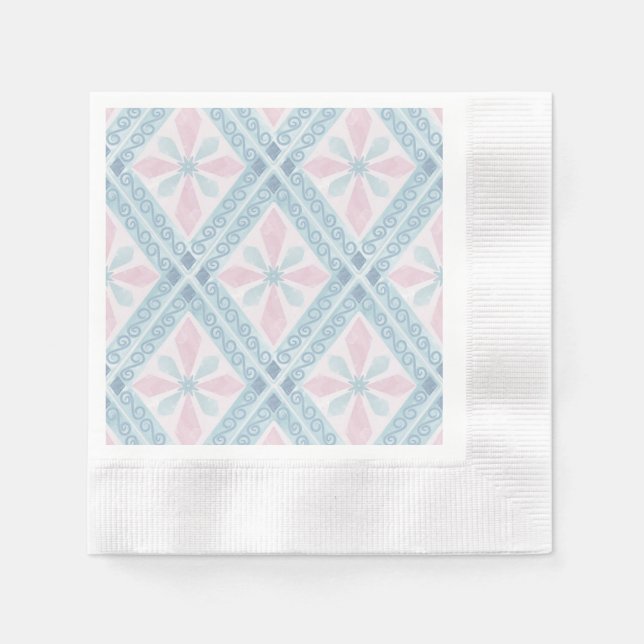 diamond shaped blue pattern napkin (Front)