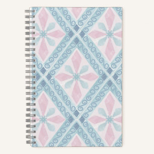 diamond shaped blue pattern notebook