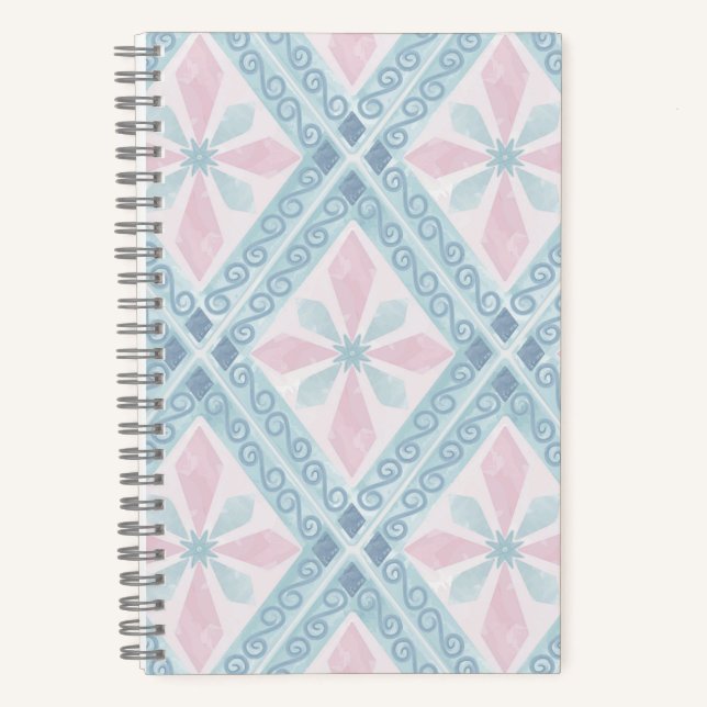 diamond shaped blue pattern notebook (Front)