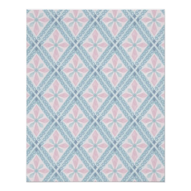 diamond shaped blue pattern poster (Front)