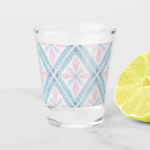 diamond shaped blue pattern shot glass