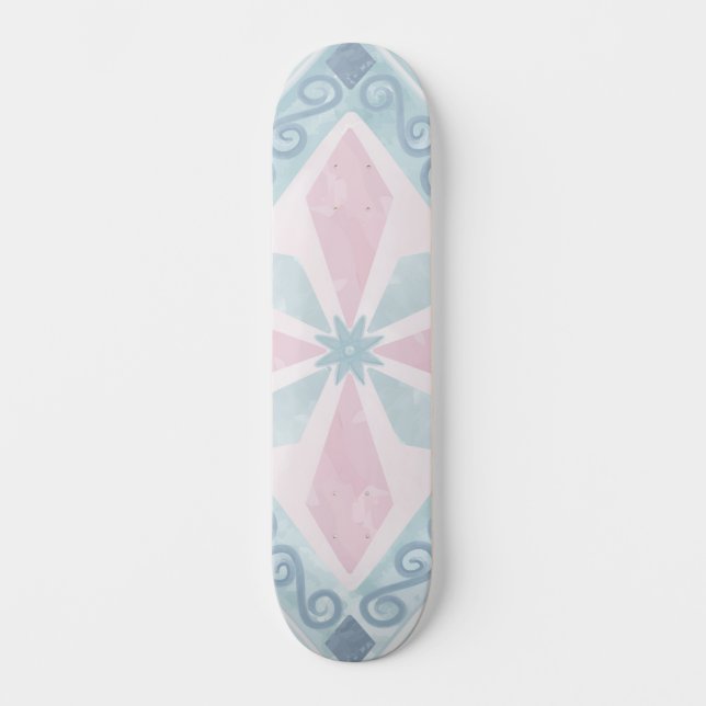 diamond shaped blue pattern skateboard (Front)