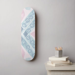 diamond shaped blue pattern skateboard
