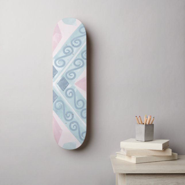 diamond shaped blue pattern skateboard (Wall Art)