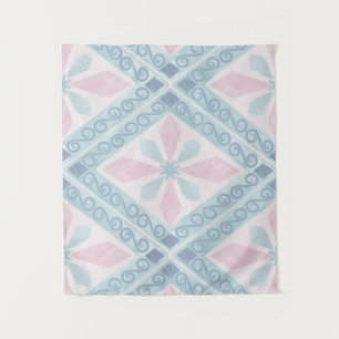 diamond shaped blue pattern tapestry