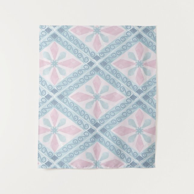 diamond shaped blue pattern tapestry (Front)