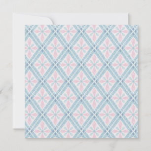 diamond shaped blue pattern thank you card