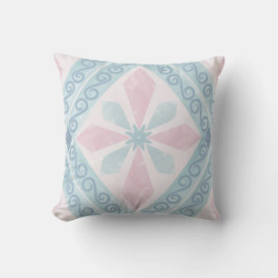diamond shaped blue pattern throw pillow