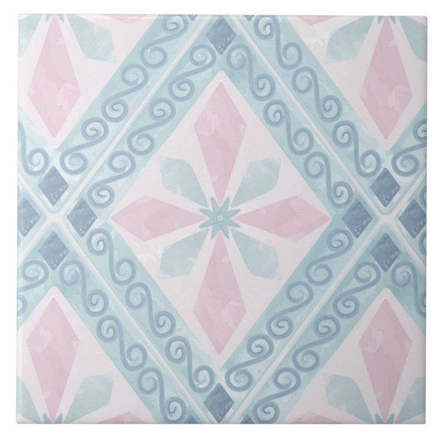 diamond shaped blue pattern tile (Front)