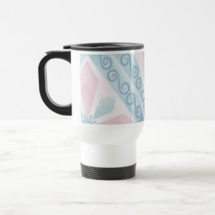 diamond shaped blue pattern travel mug