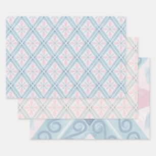 diamond shaped blue pattern wrapping paper sheet