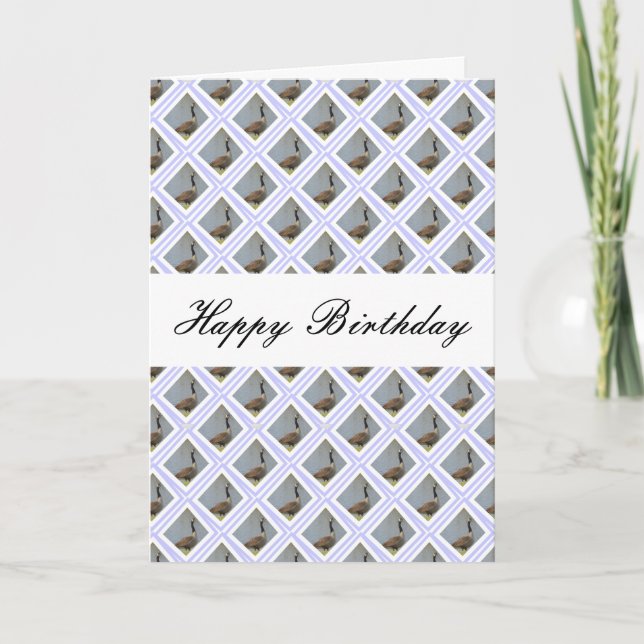 Diamond Shaped Goose By Pond Birthday Card (Front)