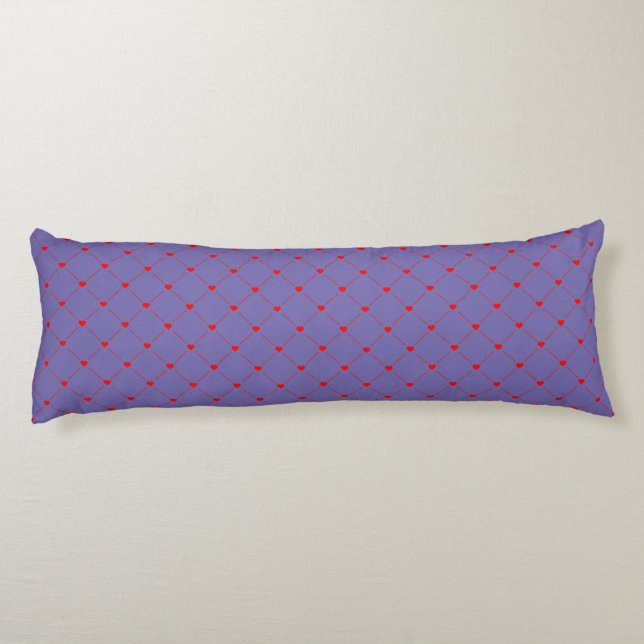 Diamond Shaped Red Heart & Line Art Body Pillow (Back)