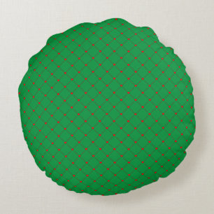 Diamond Shaped Red Heart & Line Art Round Pillow