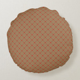 Diamond Shaped Red Heart & Line Art Round Pillow