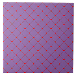 Diamond Shaped Red Heart & Line Art Tile