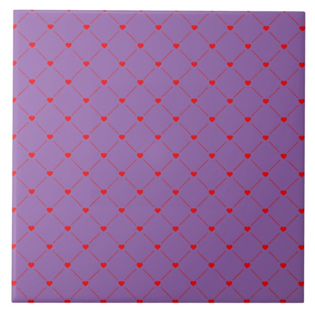 Diamond Shaped Red Heart & Line Art Tile (Front)
