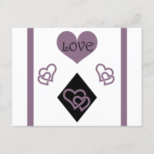 Diamond Shapes and Purple Hearts "Love" Postcard