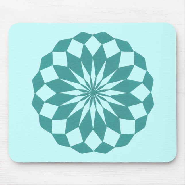 Diamond Shapes in Teal Turquoise Mandala Mousepads (Front)