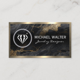Diamond Shine   Black Marble   Gold Metallic Business Card