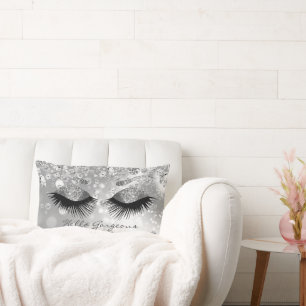 Diamond & Silver Eyelash / Brows - Hello Gorgeous Lumbar Pillow