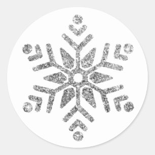 Diamond Silver Snowflake on White Wedding Classic Round Sticker