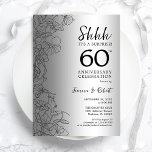 Diamond Silver Surprise 60th Anniversary Invitation<br><div class="desc">Diamond Silver Botanical Surprise 60th Wedding Anniversary Celebration Invitation. Minimalist modern design features botanical accents and typography script font. Simple floral invite card perfect for a stylish surprise anniversary party. Can be customized for any years of marriage. Printed Zazzle invitations or instant download digital printable template.</div>