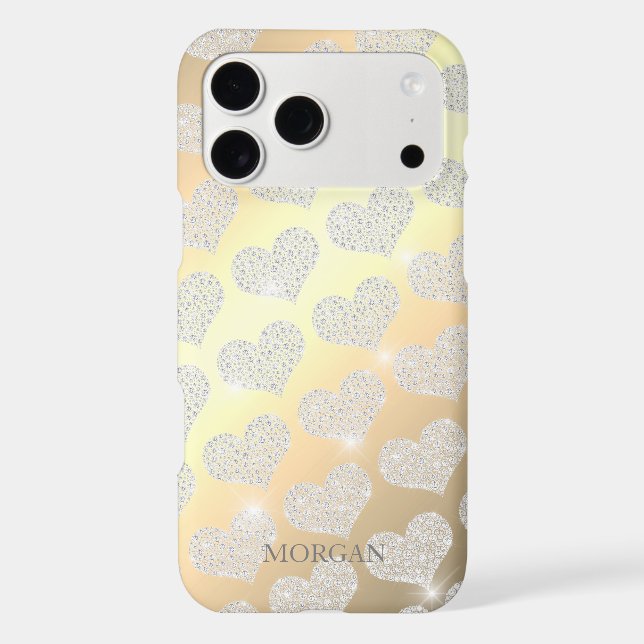 Diamond Small Heart Pattern, DIY Name, Gold (Back)