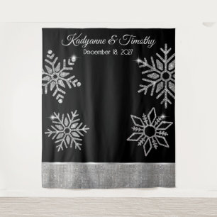 Diamond Snowflakes Wedding Backdrop Tapestry