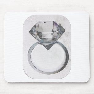 DIAMOND SOLITAIRE SOFT GRAY SKETCH PRINT MOUSE PAD