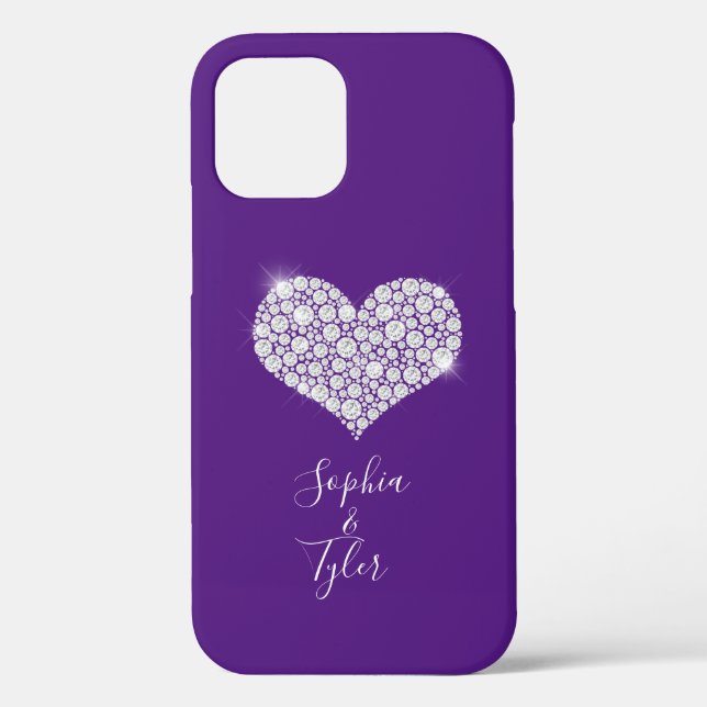 Diamond Sparkle Heart, Script Names, Royal Purple Case-Mate iPhone Case (Back)